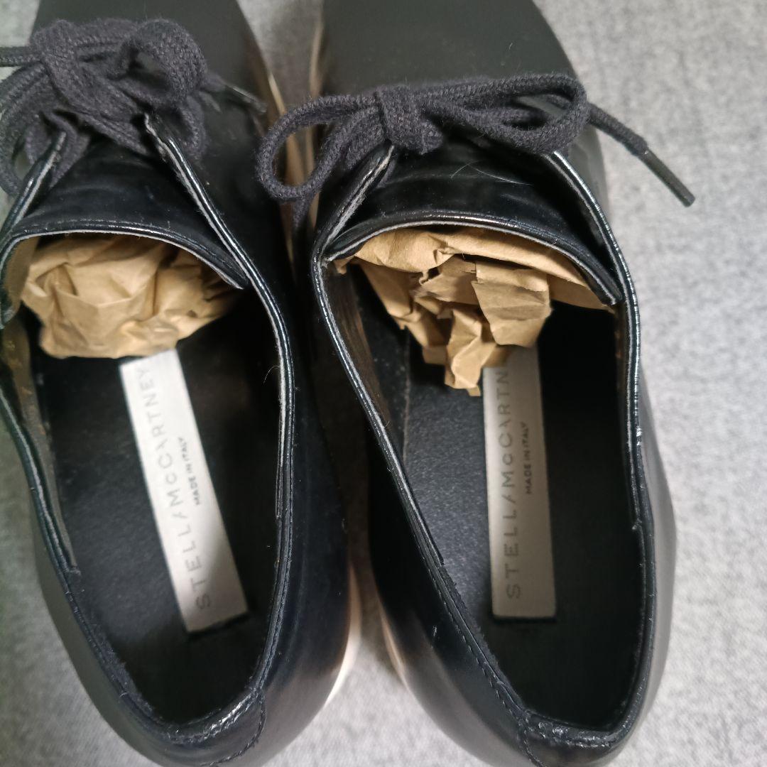 ステラマッカートニー エリス ブラックレザー 厚底レースアップシューズ 36