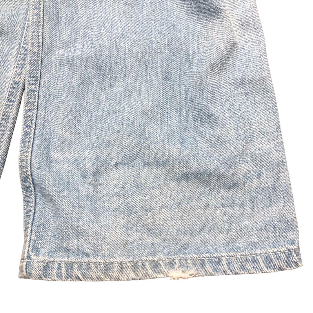 即納　vanson 刺繍入りライトブルー　デニムつなぎ　オールイン