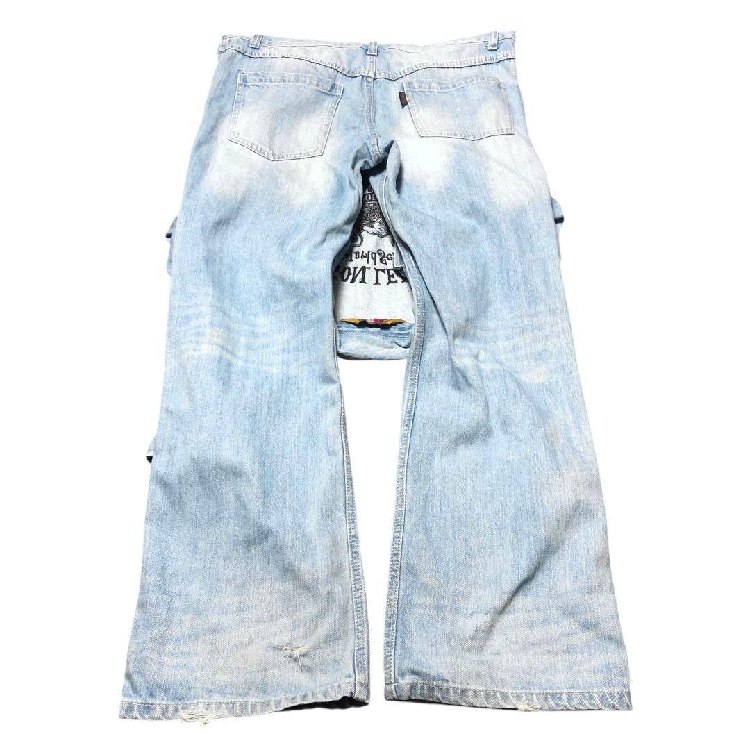 即納　vanson 刺繍入りライトブルー　デニムつなぎ　オールイン