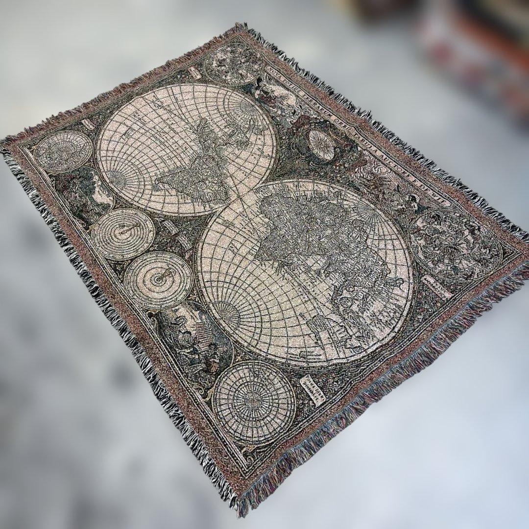 地球　世界地図　マルチカバー　ソファカバー　ヴィンテージラグ　130x178