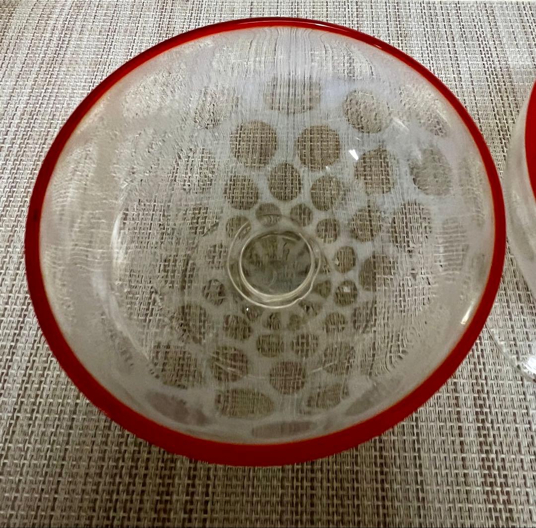 氷コップ 水玉紋様 赤 アンティーク 大正ロマン②