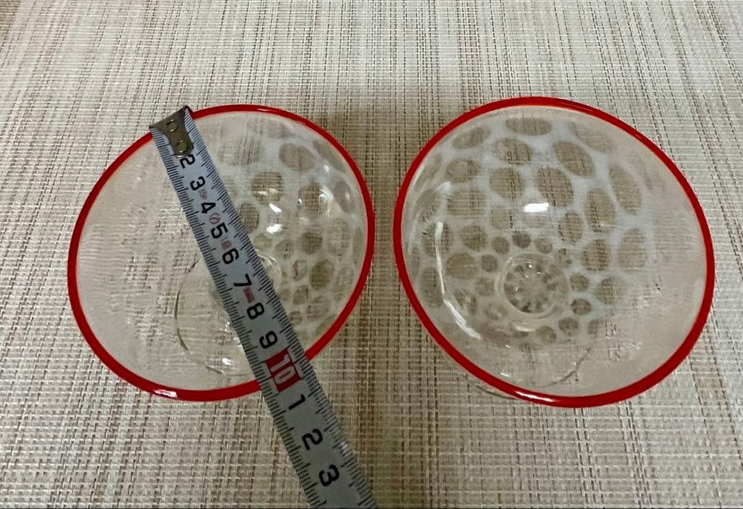 氷コップ 水玉紋様 赤 アンティーク 大正ロマン②