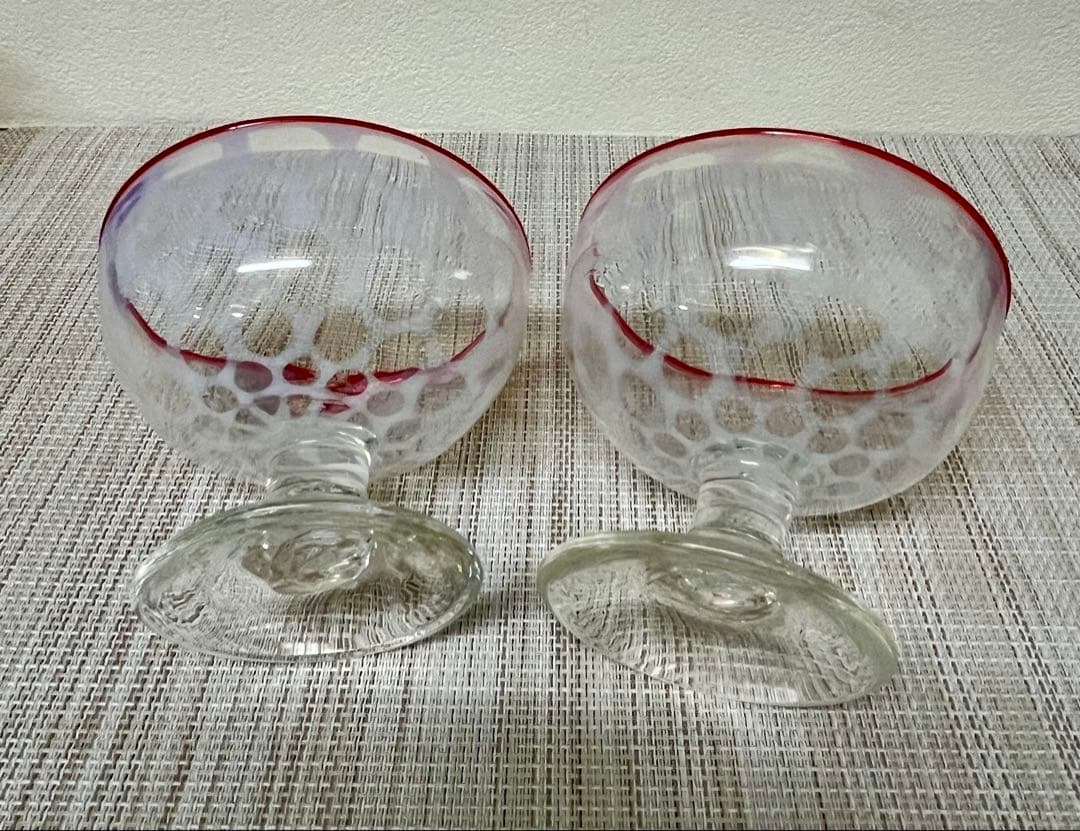 氷コップ 水玉紋様 赤 アンティーク 大正ロマン②