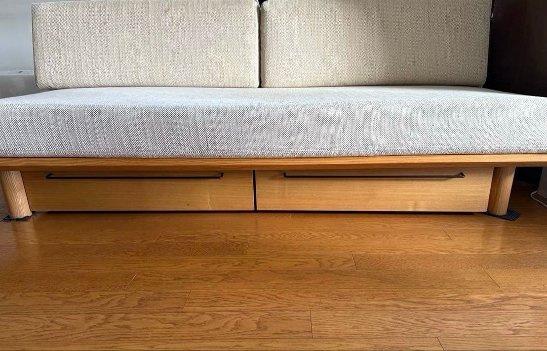 無印良品 【廃盤】ソファベッド 3人掛け ベージュ＋ ベッド下収納ボックス２個