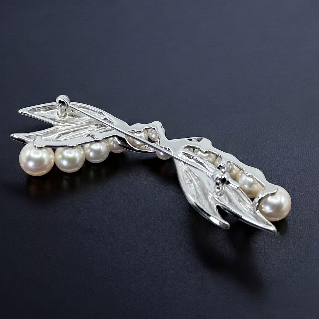 【極美品】ミキモト　アコヤ　本真珠　パール　ブローチ　シルバー　コサージュ