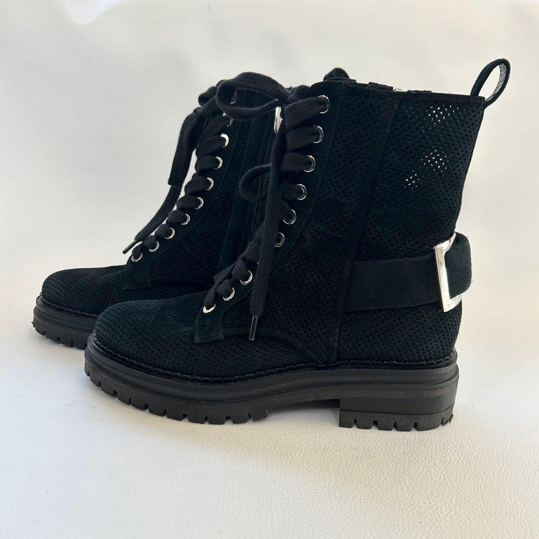 極美品✨セルジオロッシ バイカープリンス レースアップブーツ 黒 36 1/2