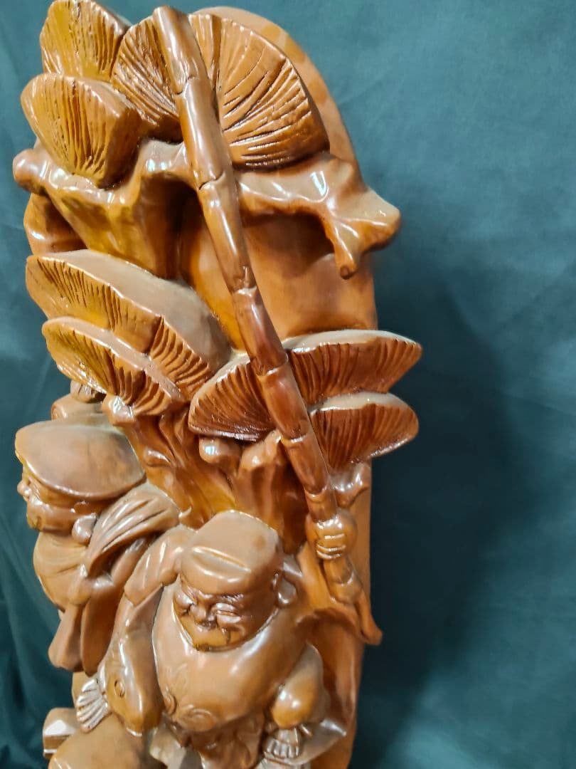 ​【大型・縁起物】木彫り 七福神 彫刻 置物 一刀彫 天然木 高さ135cm 欅