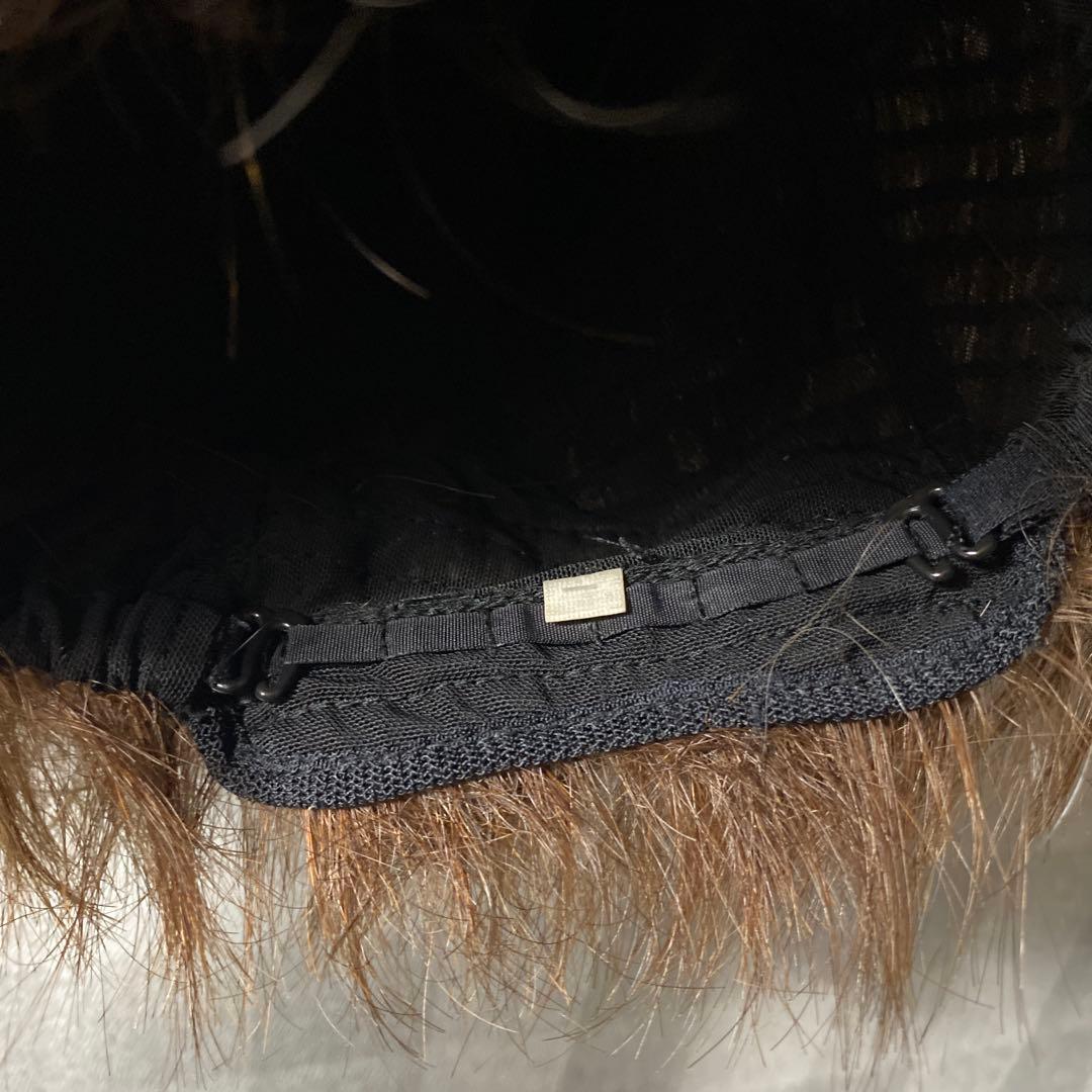 百合子ウィッグ　人毛　ショートパーマ