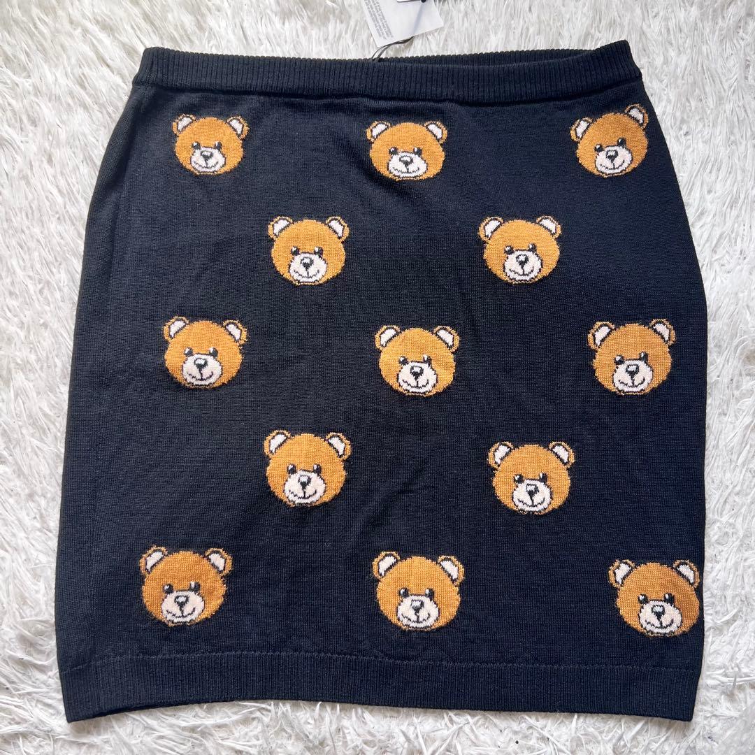 新品タグ付き！MOSCHINOモスキーノ　Bearニット　スカート　44サイズ