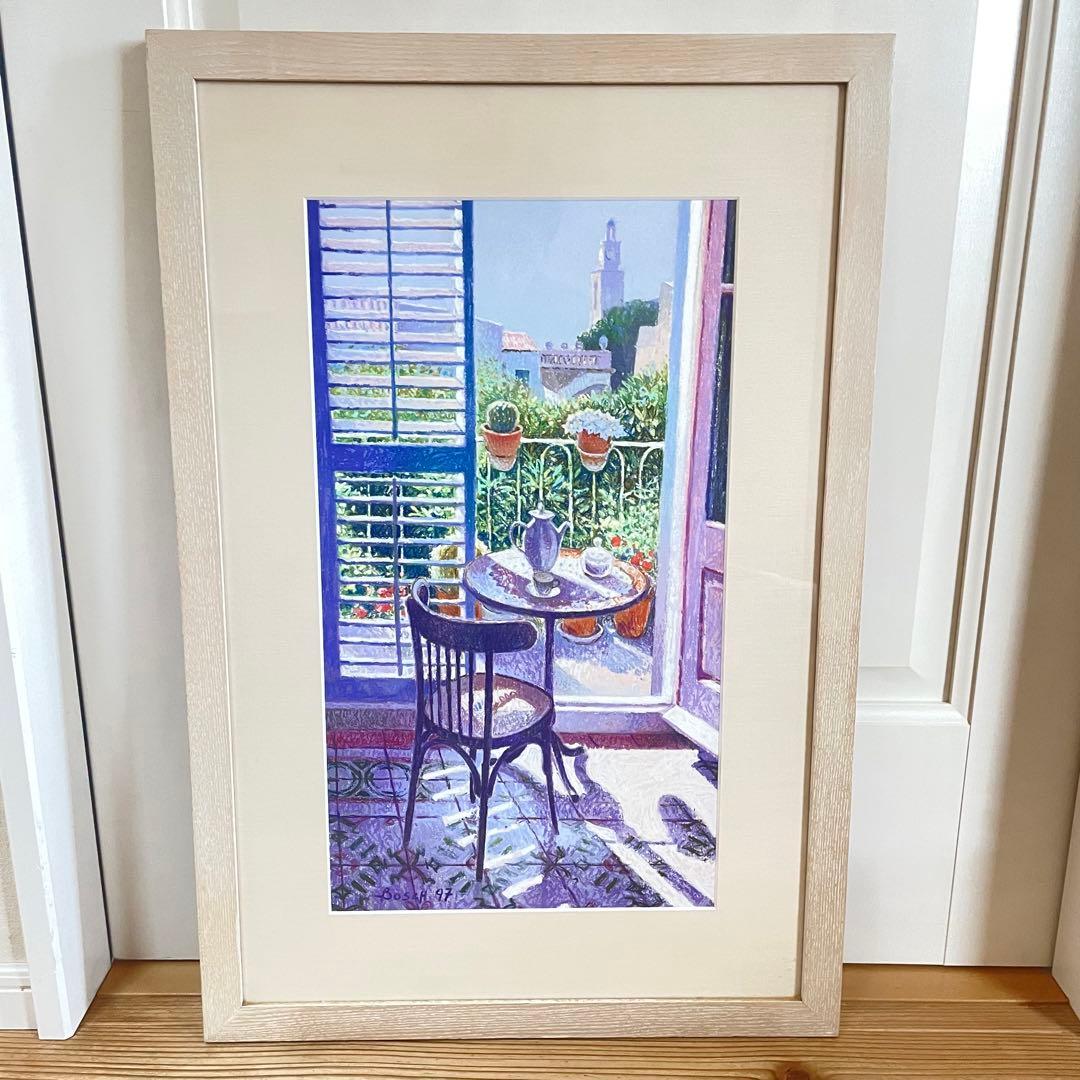 パステル画「くつろぎの時間」フランシスコ・ボッシュ　原画　希少　スペイン