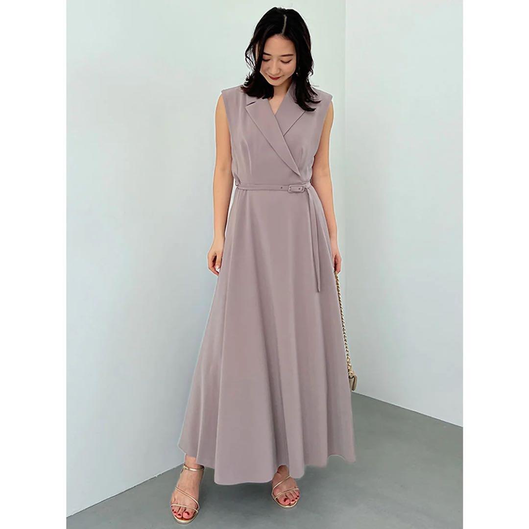 anuans ♥︎ ダブルサテンテーラードフレアワンピース