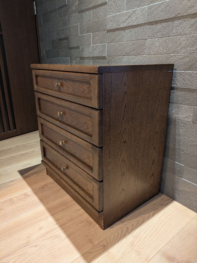 【karimoku】カリモク 4段 木製チェスト 小型タンス クラシックデザイン