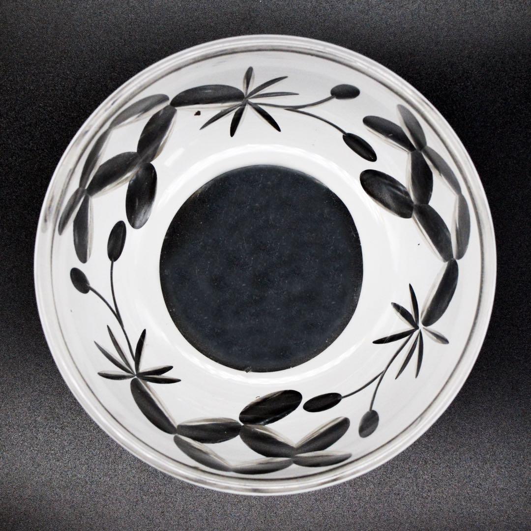 大正　戦前　白被せ切子　レトロガラス ガラス鉢 　外切子