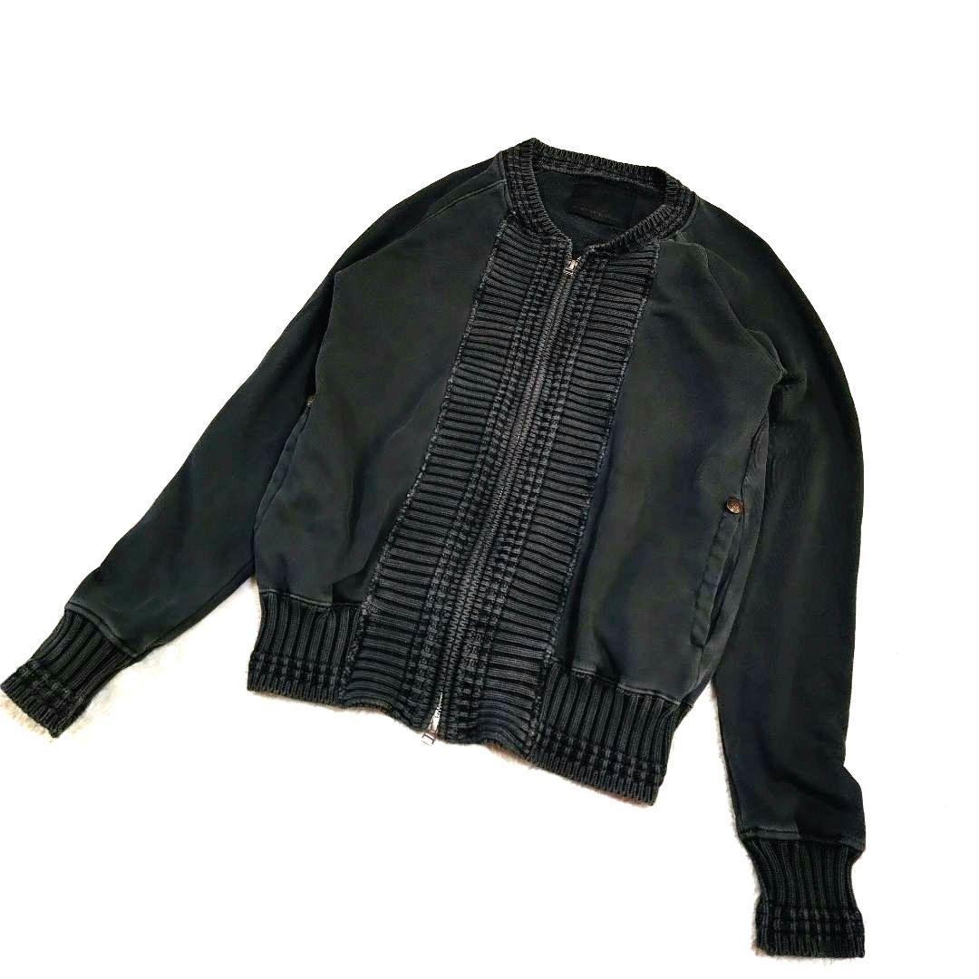 Y2K ナポレオンジャケット 短丈 ジップ パーカー リブ アーカイブ グレー