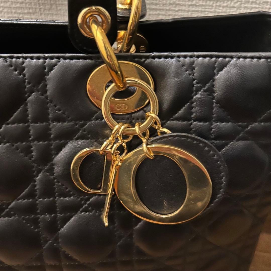 Dior レディディオール ハンドバッグ ブラック ゴールド金具 極美品