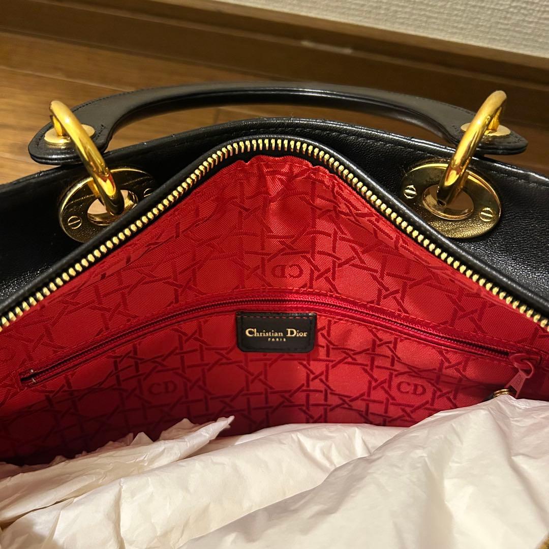 Dior レディディオール ハンドバッグ ブラック ゴールド金具 極美品