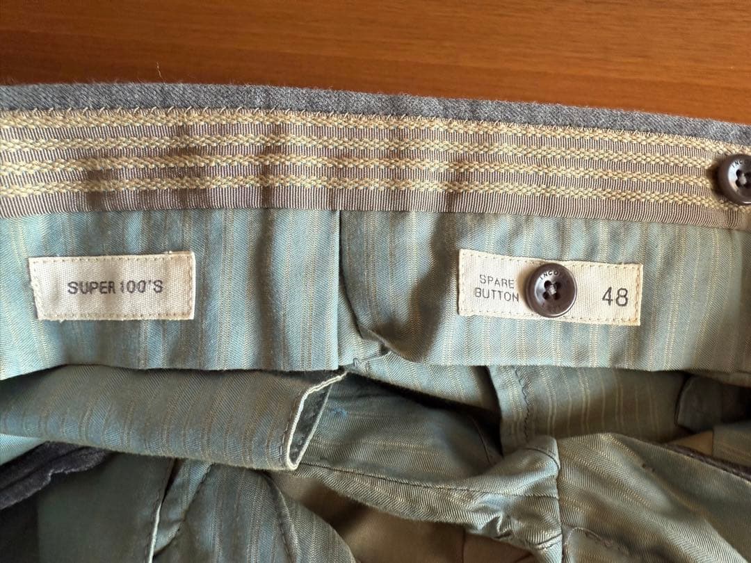 インコテックス スリムフィット ウールサキソニー ライトグレー サイズ48