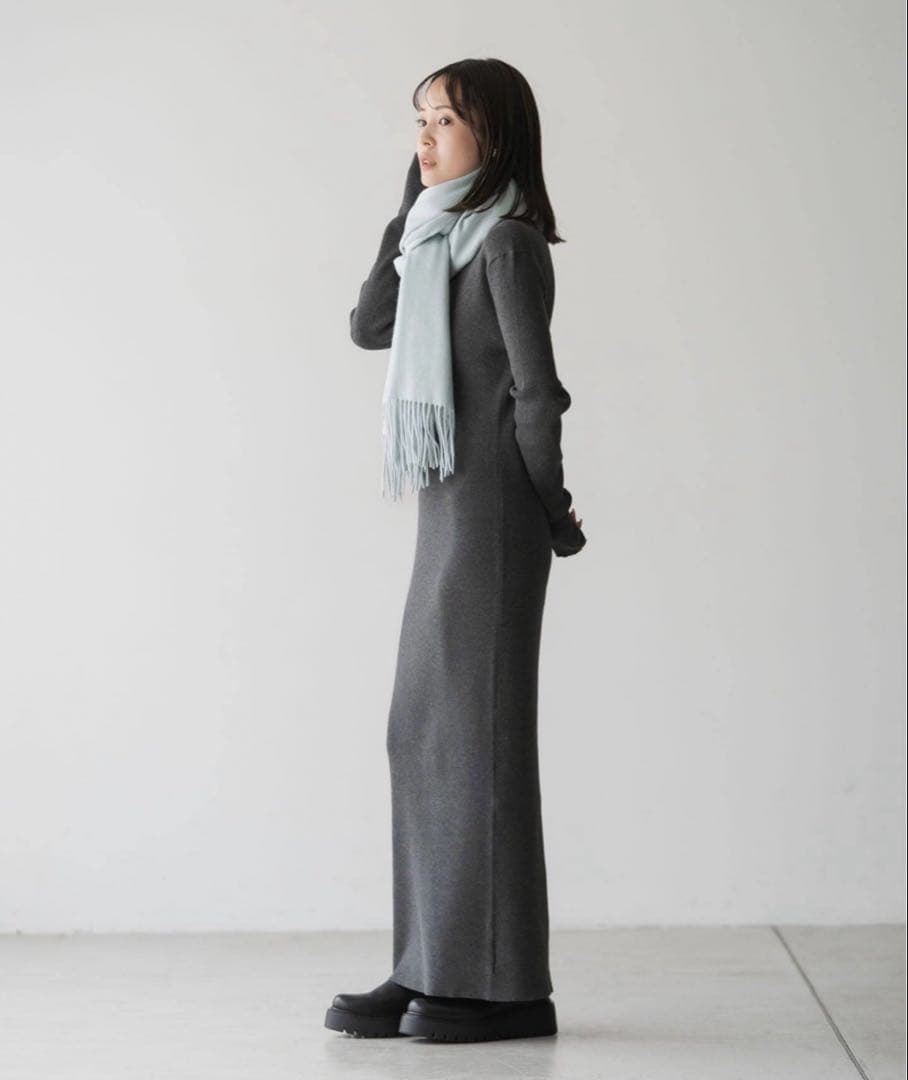 【新品未使用】NOBLE リブハイネックロングワンピース 完売品