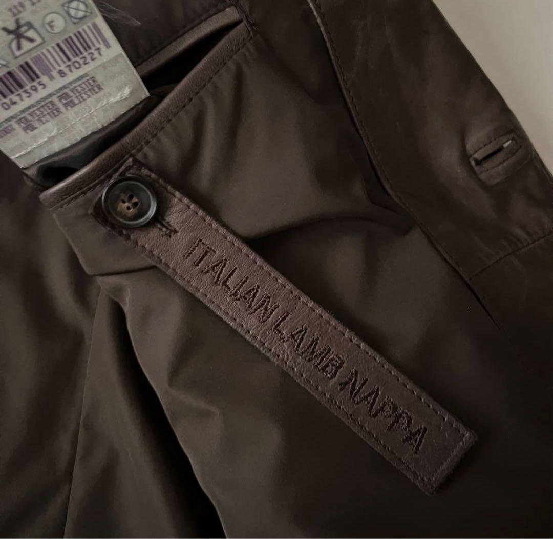 HUGO BOSS ダークブラウン レザー テーラードジャケット