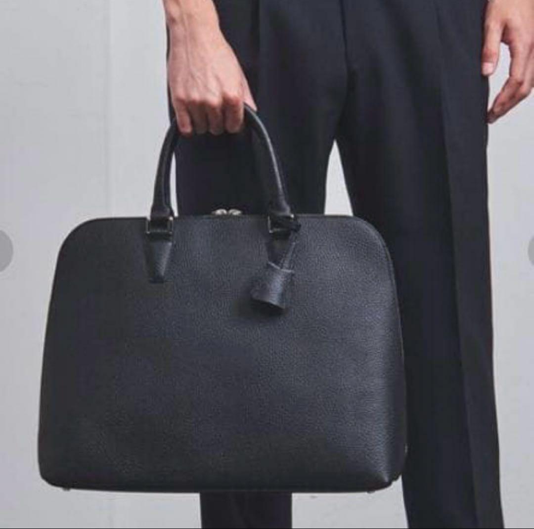 UNITED ARROWS レザー ラウンド ブリーフケース ブラック