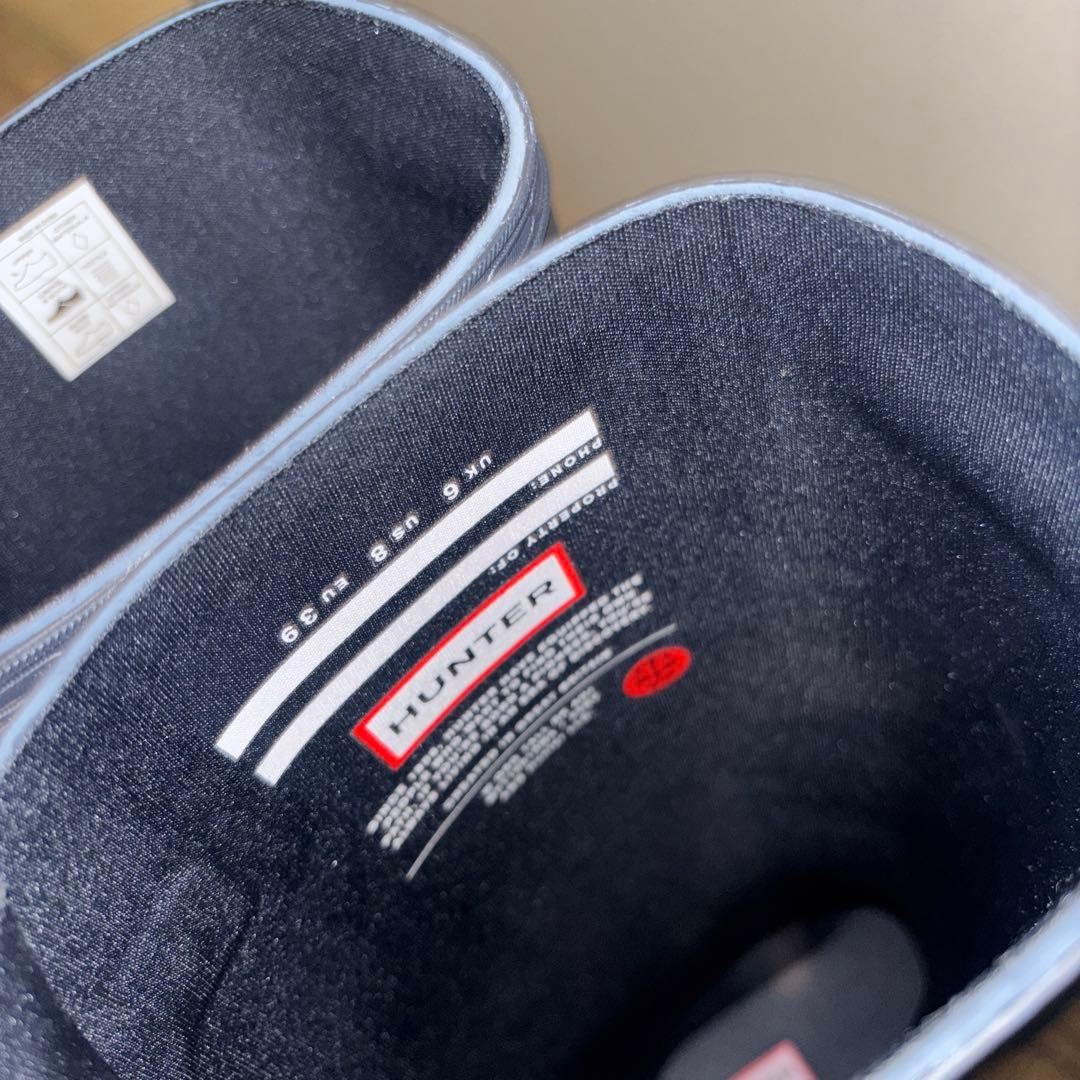 HUNTER ネイビー ロングブーツ バックル付き