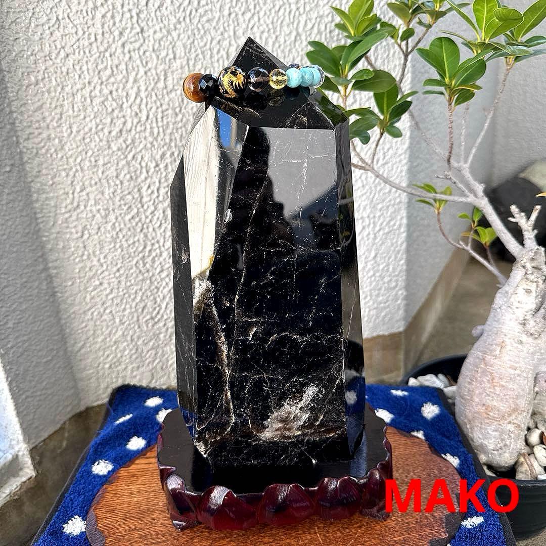 M1832☆黒水晶(モリオン)六角柱6.4Kg☆天然石　原石☆N50901-A