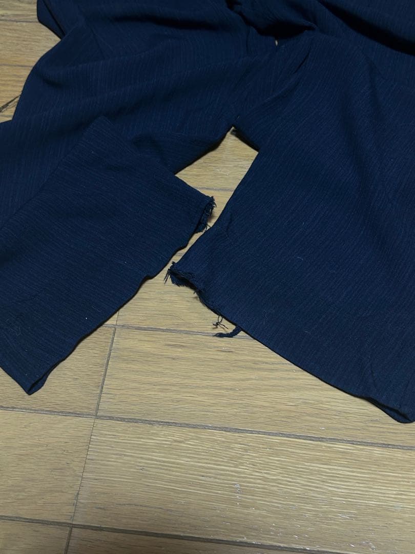 パンツ 50s Black rayon slacks. Blue stripe.
