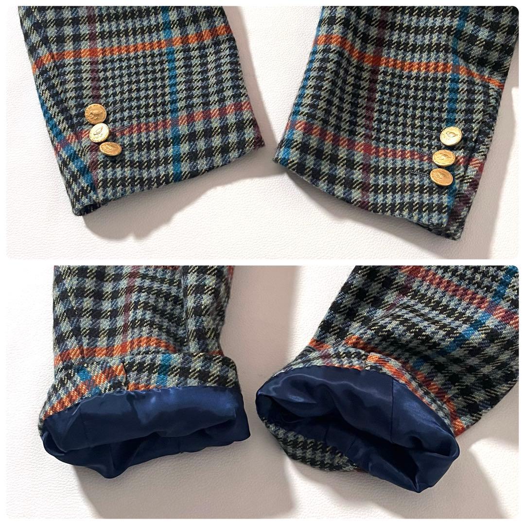 【美品】カールヘルム　テーラードジャケット　チェック柄　秋冬ツイード　金ボタン