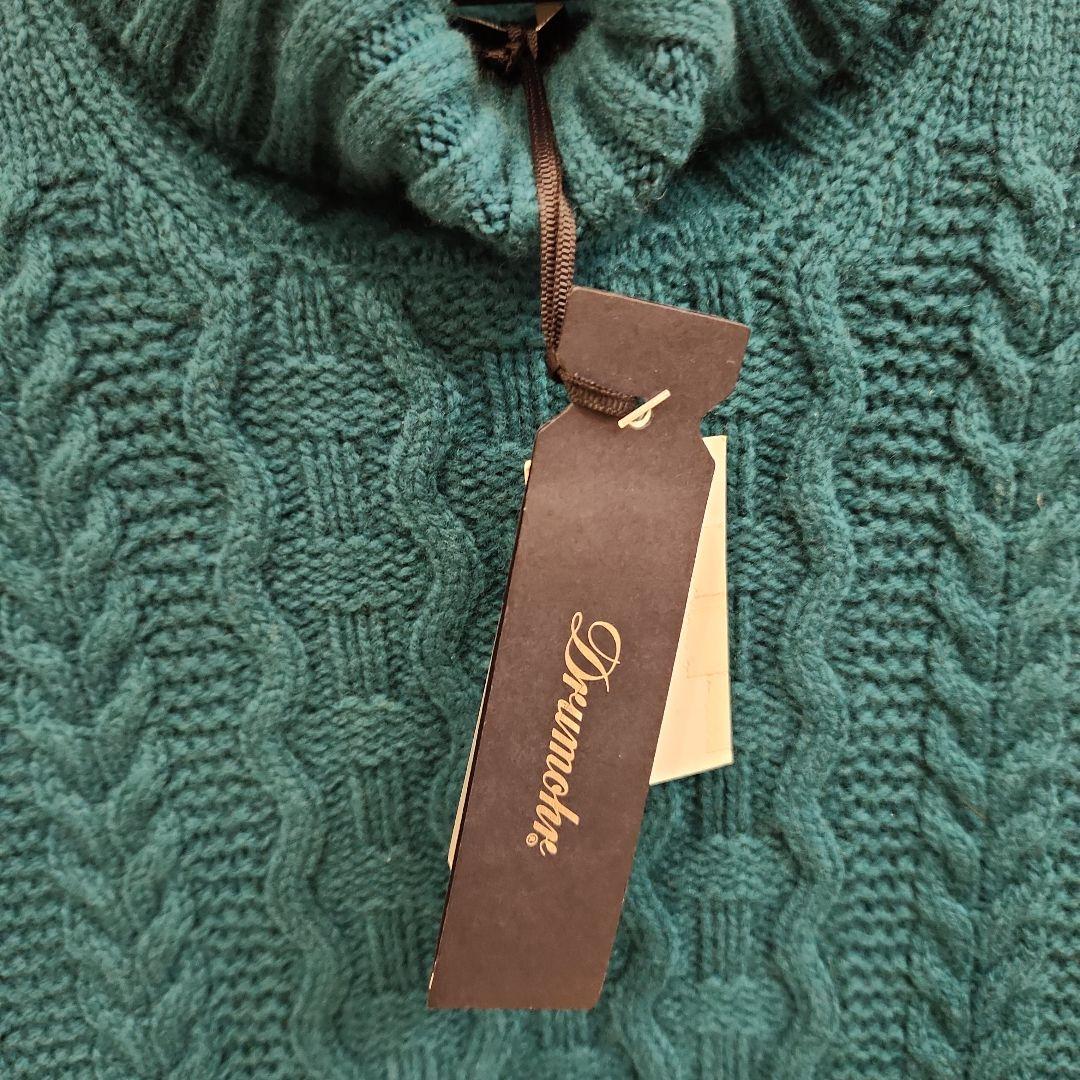 新品 DRUMOHR ケーブルニット イタリア製 タートルネック L グリーン