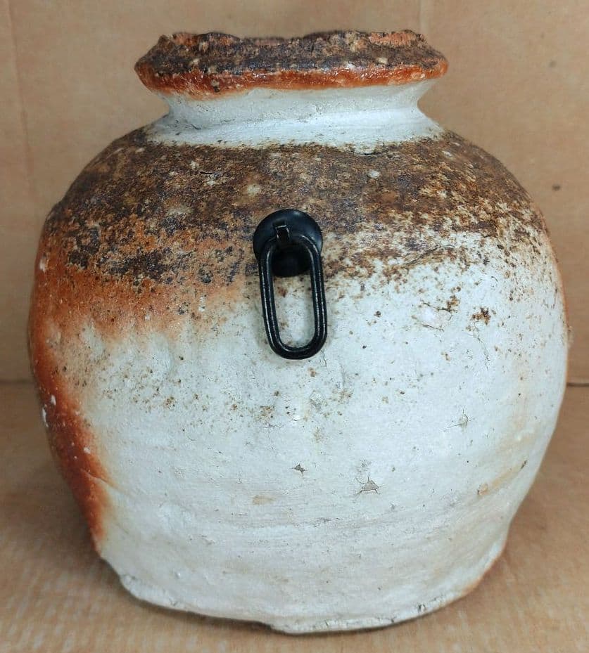 杉本貞光 信楽掛花入(信楽蹲壷）裏千家十五代 鵬雲斎 書付 共箱 寺垣外窯 美品