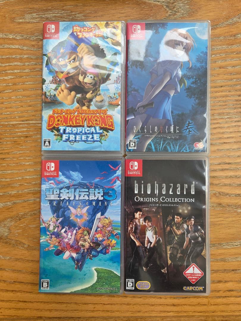 任天堂Switchソフトまとめ売り４本ドンキー、聖剣伝説、ひぐらし、バイオ