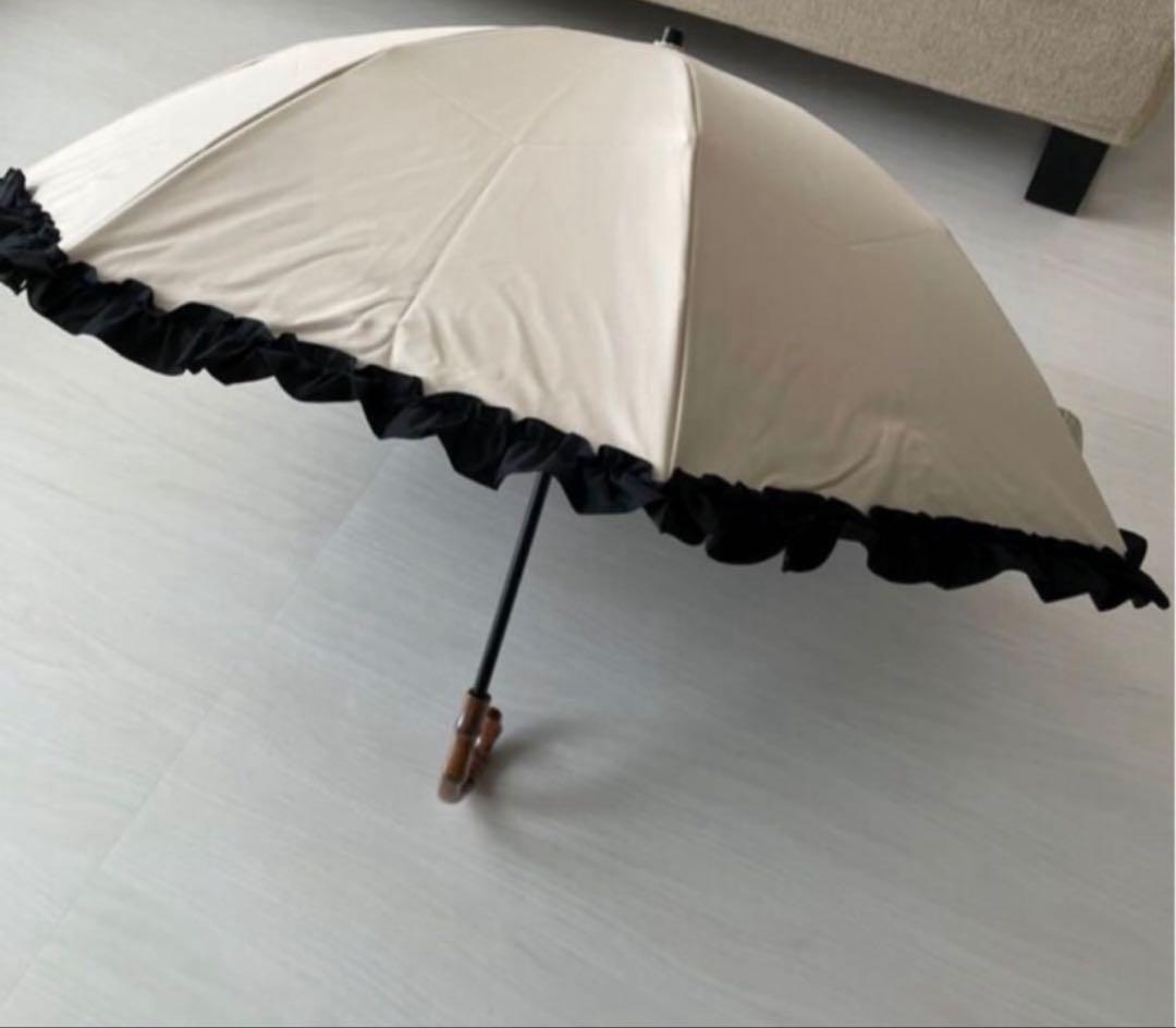 芦屋ロサブラン日傘 晴雨兼用 折りたたみ2段 シングルフリル (傘袋付)