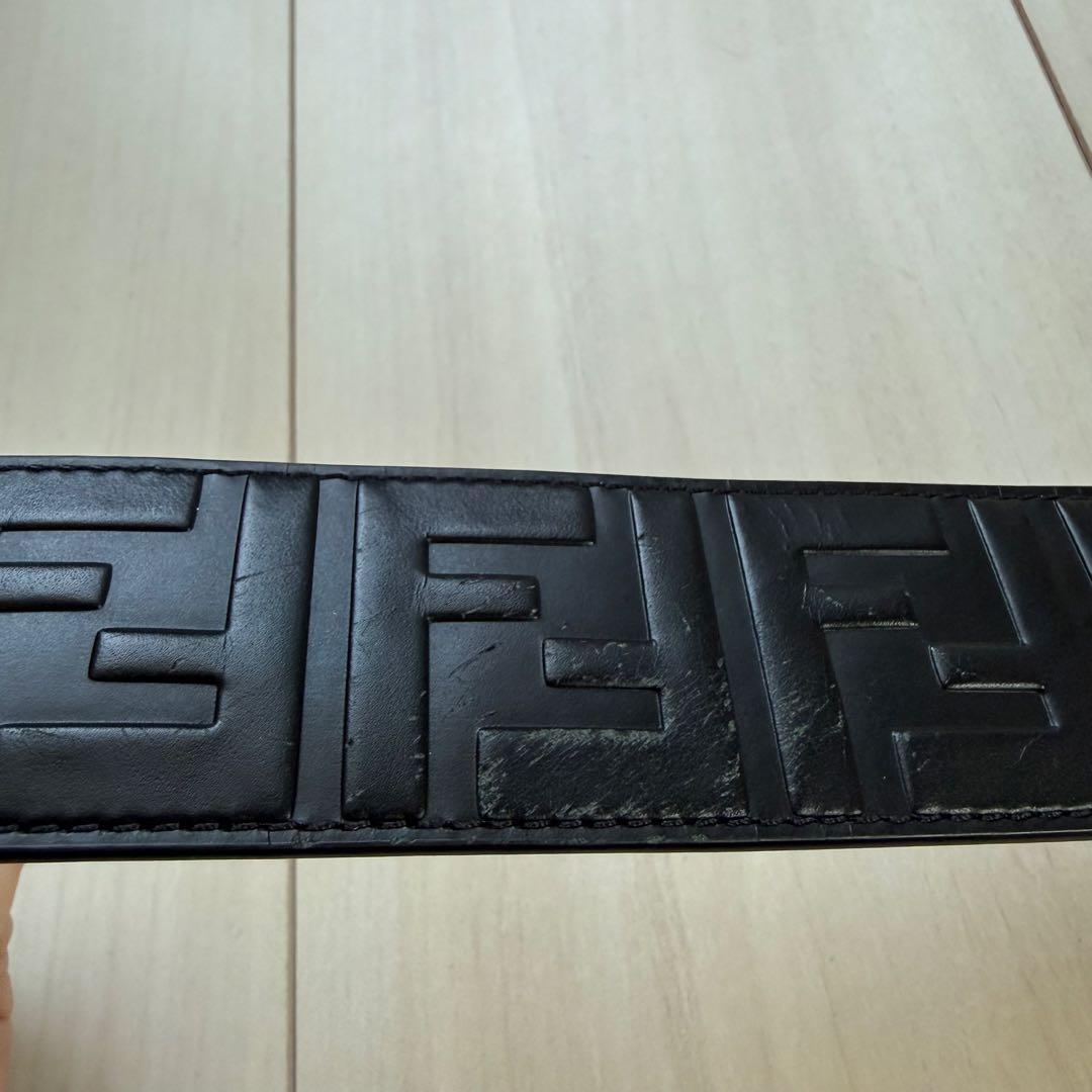 正規品　FENDI フェンディ FFロゴ バックル ベルト ブラック レザー