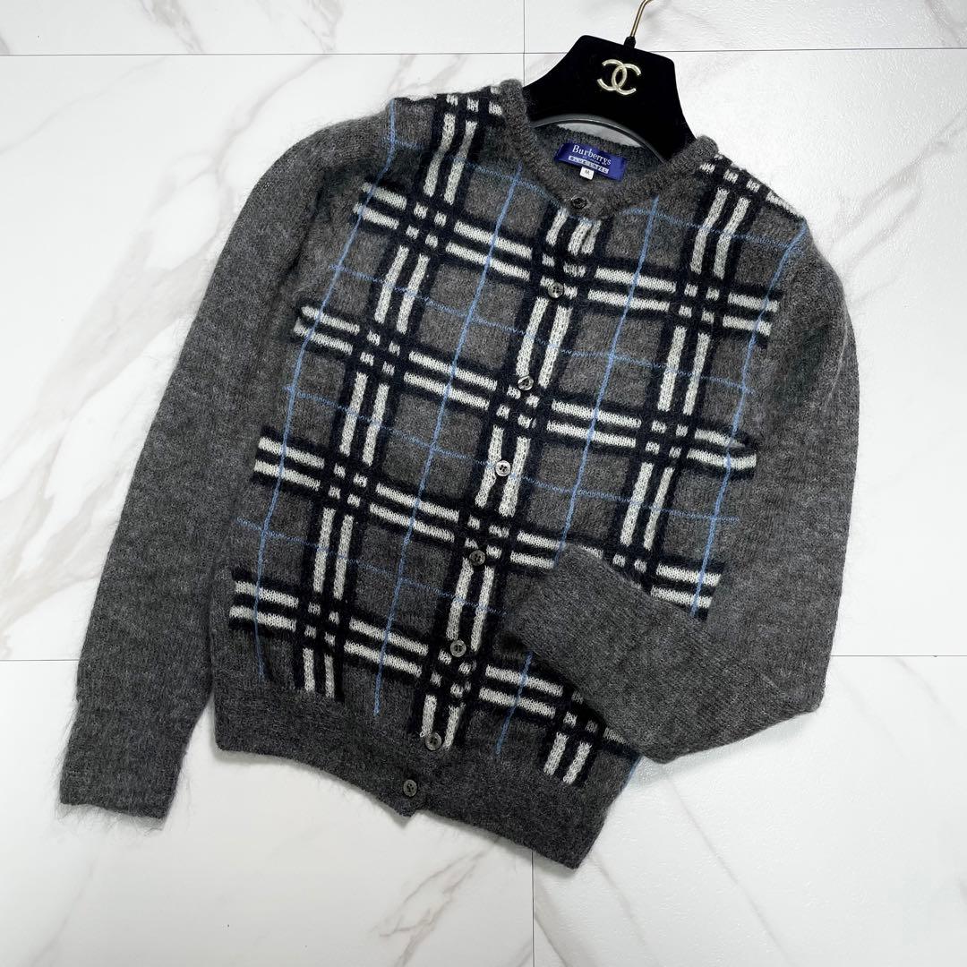 バーバリーブルーレーベル アンサンブル ニットカーディガン モヘヤ ノバチェック