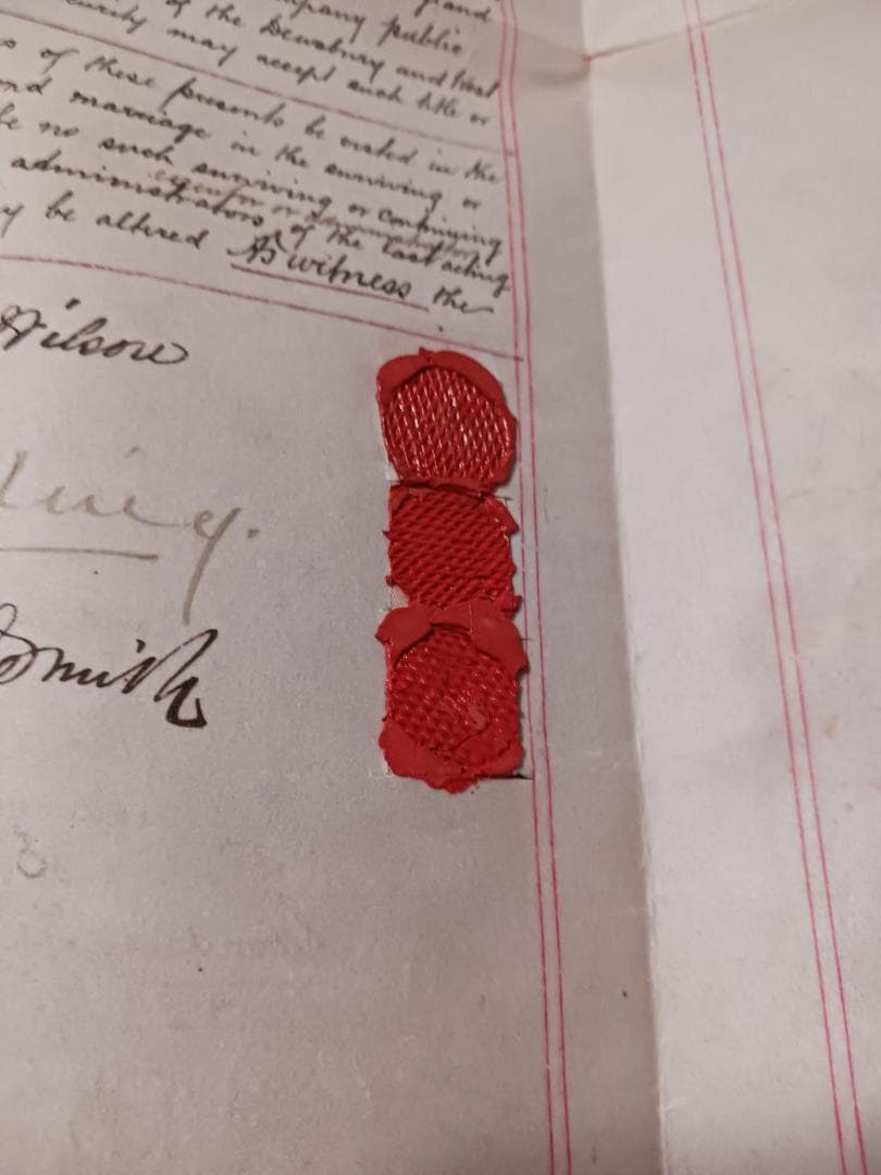 1891年 英国 アンティーク書類 蝋封付 手書き文書 英国王室印