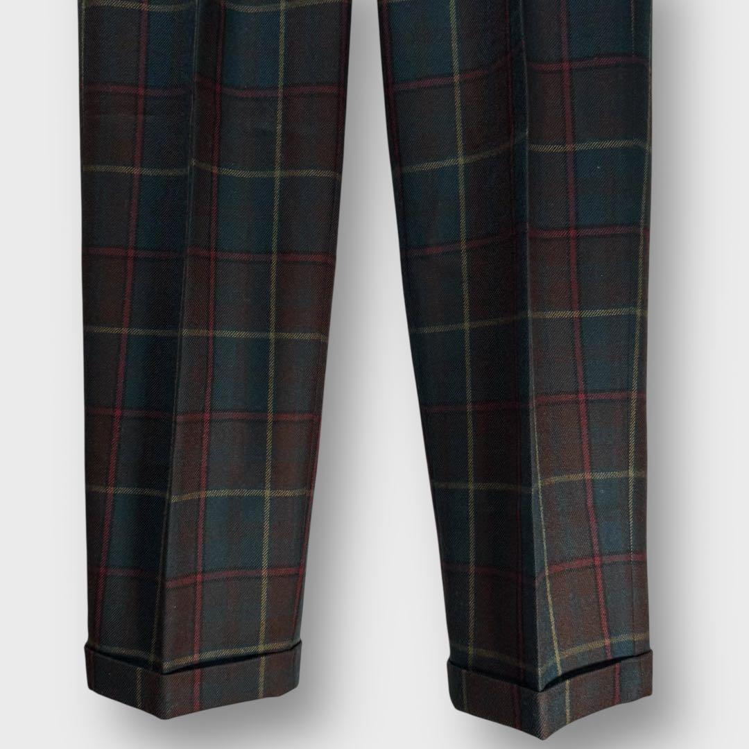 90's ポロバイラルフローレン 2タック ストレートパンツ タータンチェック