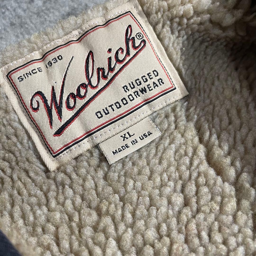80's美品WoolrichウールリッチUSA製ベスト赤チェックXL裏地ファー
