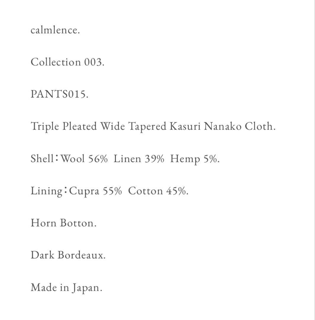 [美品] calmlence スリータックパンツ　サイズ1 カームレンス