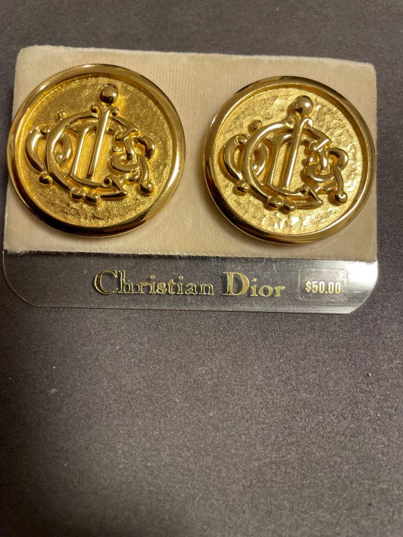 Christian Dior ゴールドブローチ・イヤリングセット【未使用品】