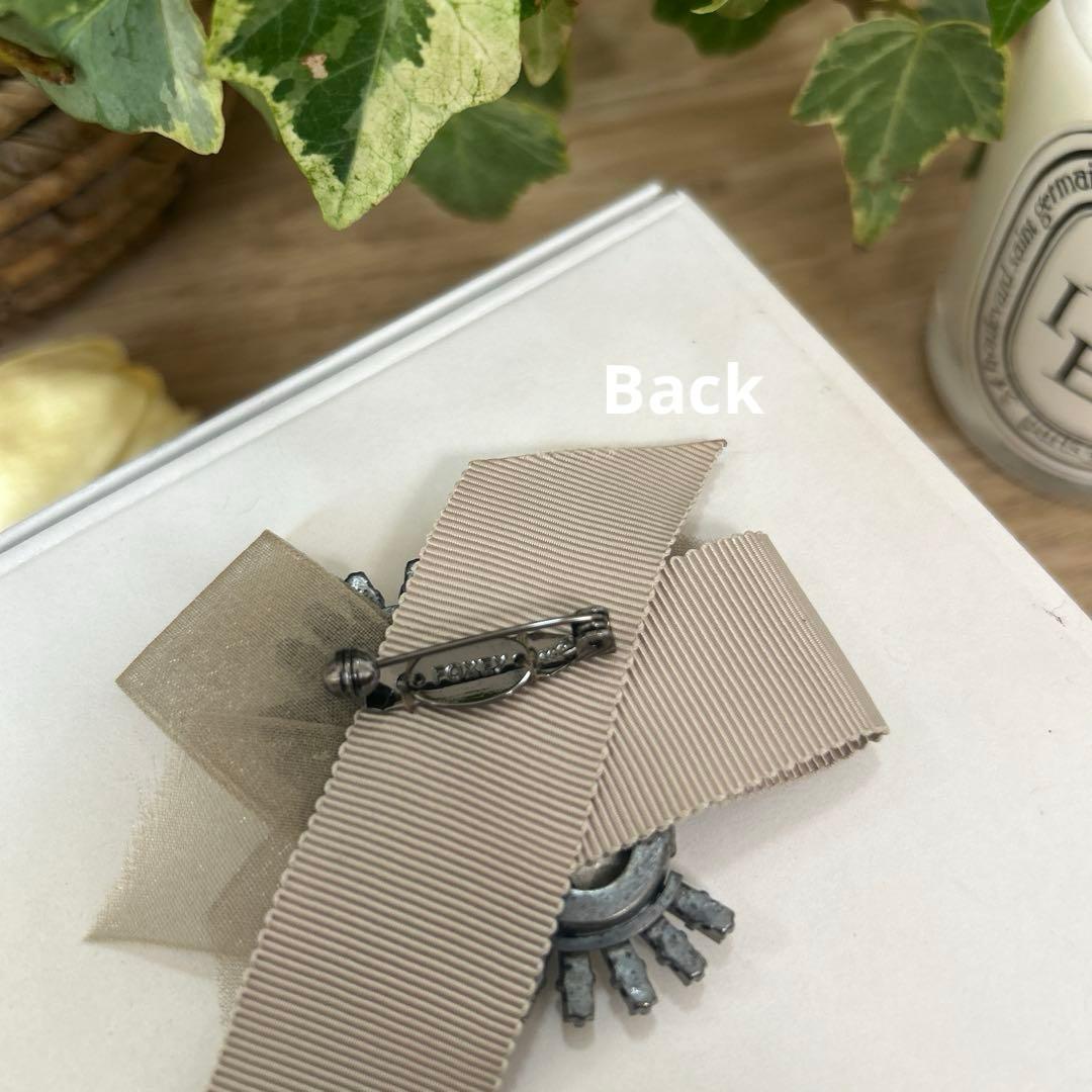 FOXEYフォクシー　ビジューリボンブローチコサージュ　スワロフスキークリスタル