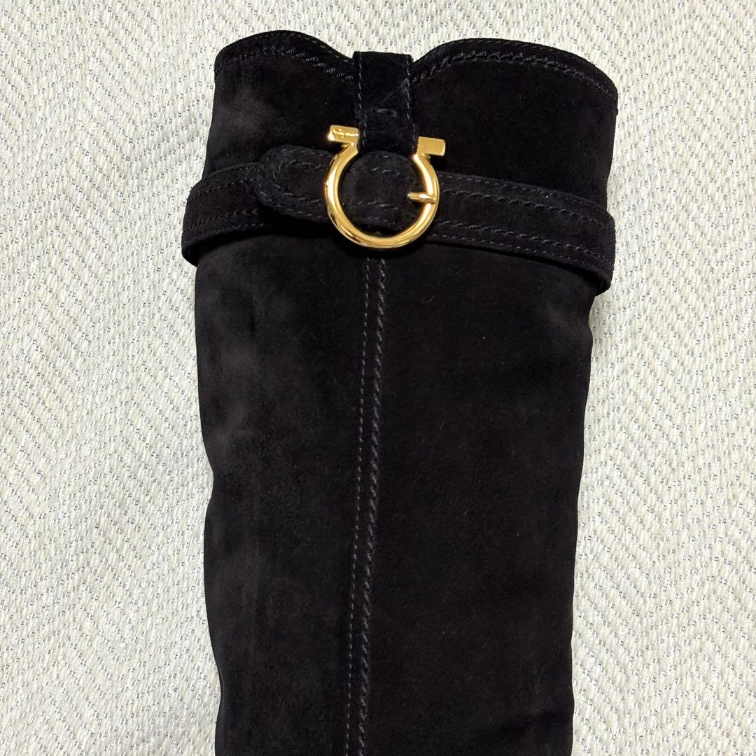 美品 Salvatore Ferragamo ガンチーニ スエード ロングブーツ