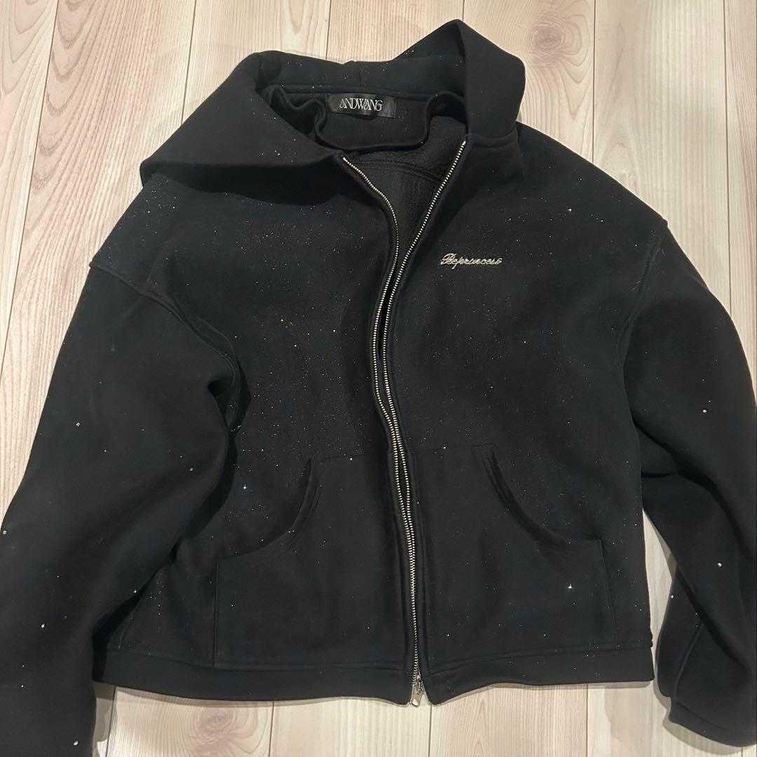 andwang kirakira zip up Black 002 Mサイズ