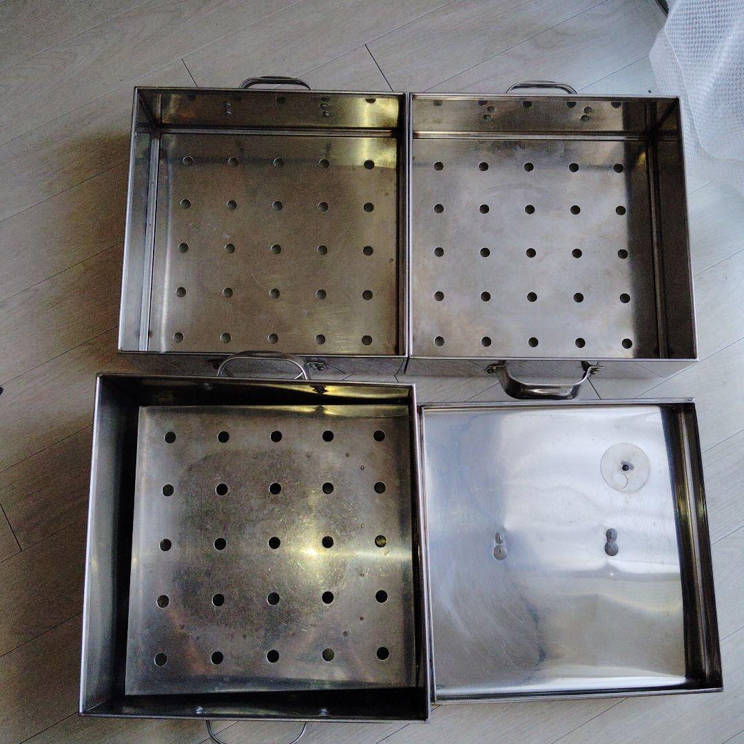 業務用ステンレス製3段 蒸し器 直火ガスコンロ対応 約33×33×44cm 三段