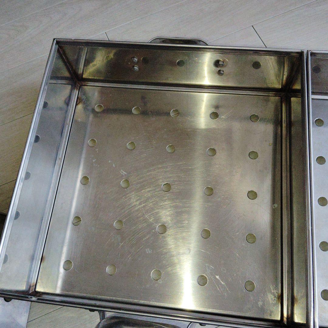 業務用ステンレス製3段 蒸し器 直火ガスコンロ対応 約33×33×44cm 三段