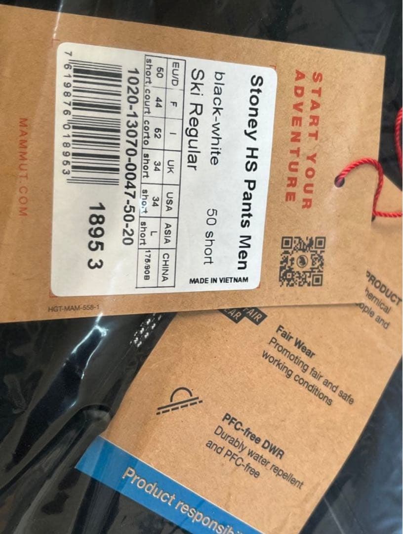 新品マムートストーニー ハードシェル Thermo Pants Men黒　L