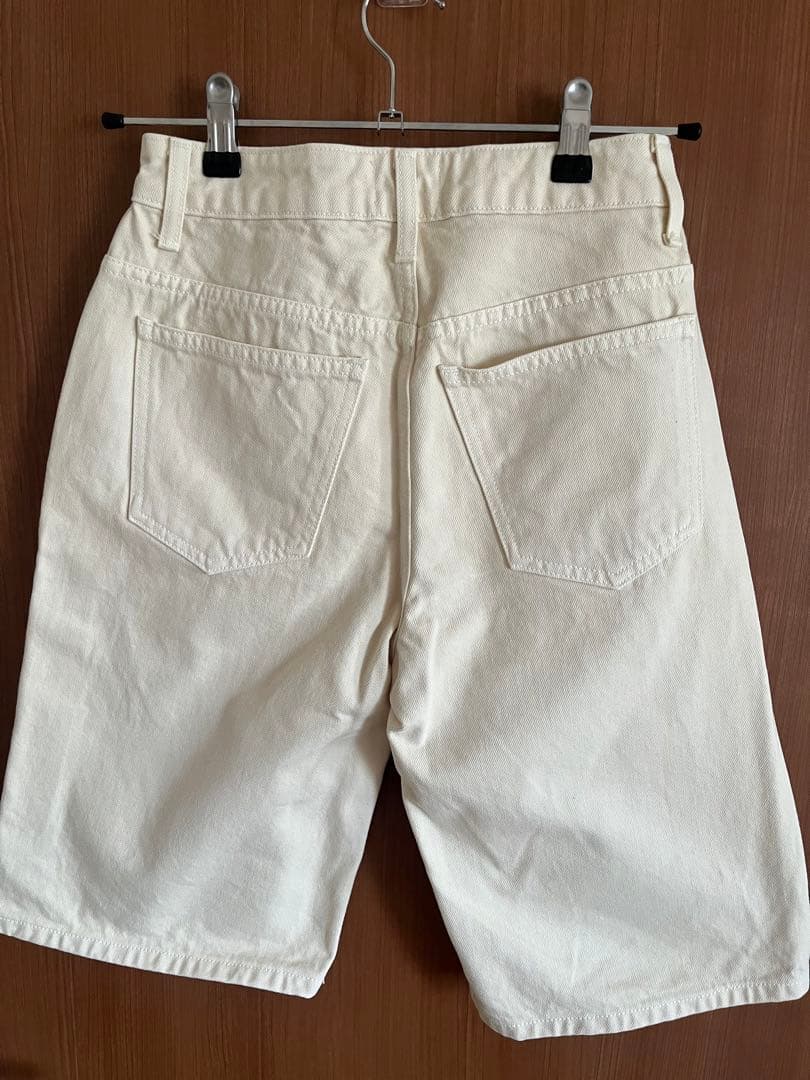 白　デニム　ハーフパンツ　KHAITE カイト　デニム　25 レディース