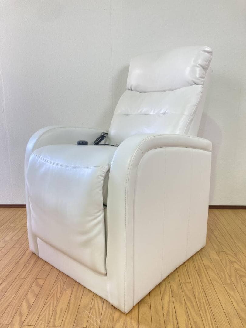 電動リクライニングソファ 白 ホワイト 一人掛け チェア シングルソファ
