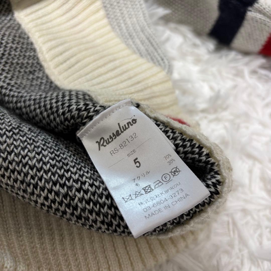 新作 ラッセルノ ニットセーター ホワイト Vネック ゴルフウェア