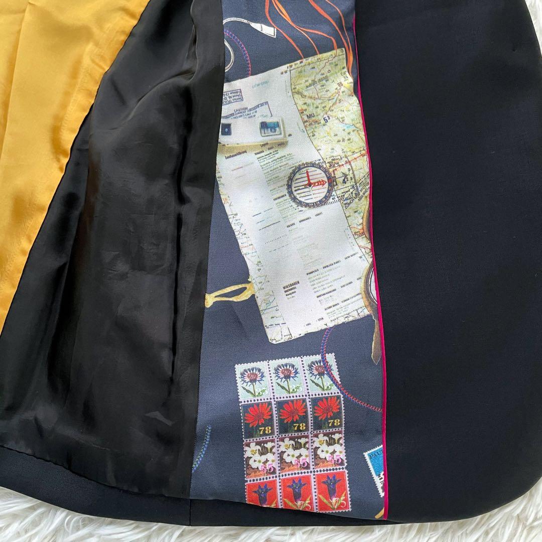 PS Paul Smith ブラックスカートスーツセットアップ上下裏地総柄