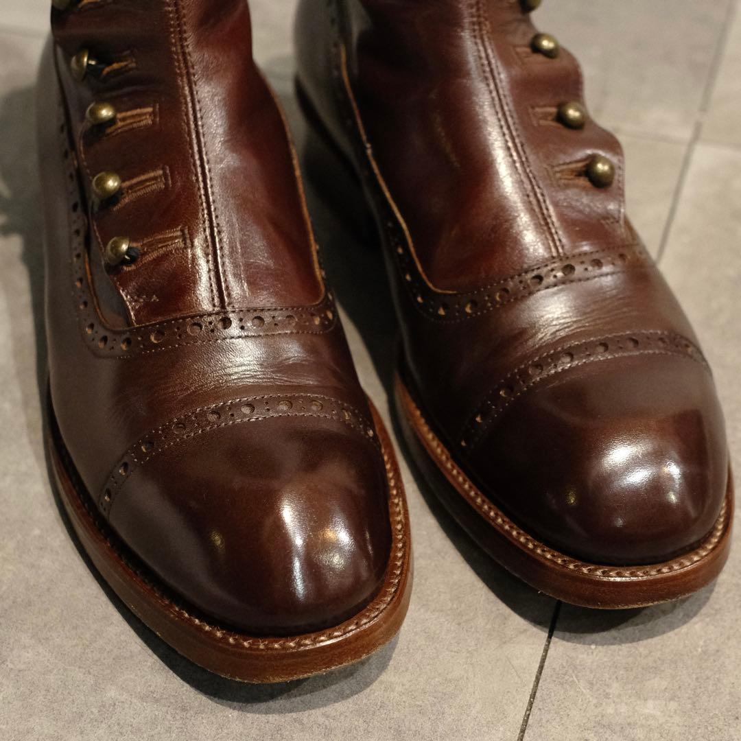 美品　chausser ショセ ボタンブーツ C-7039 25cm ブラウン